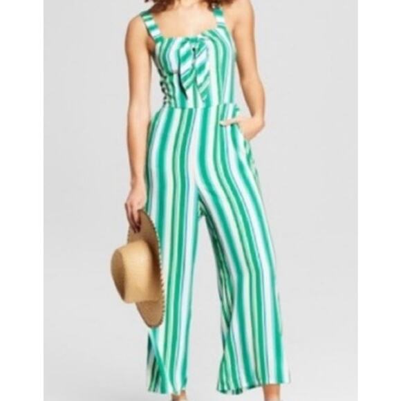 A New Day Womens M Cute Striped Jumpsuit beachy coastal summer spring party - Picture 4 of 15
